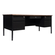 Pemberly Row 50x70 Double Pedestal Desk with 5 Locking Drawers in Walnut