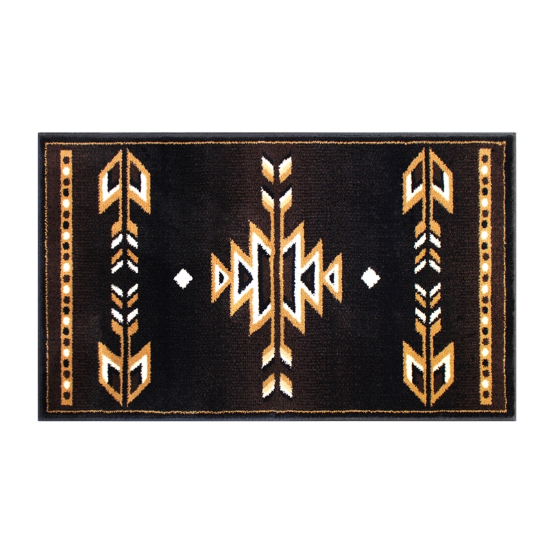 Pemberly Row Southwestern 2' x 3' Area Rug in Shades of Brown Beige and Black