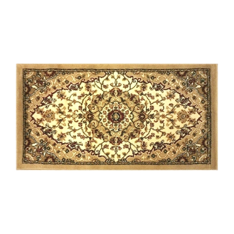 Pemberly Row 2' x 3' Medallion Motif Olefin Area Rug in Ivory