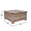 Pemberly Row Farmhouse Coffee Table with Hinged Lift Top & Storage in Gray Wash