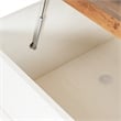 Pemberly Row Farmhouse Coffee Table with Hinged Lift Top & Storage in White/Oak