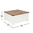 Pemberly Row Farmhouse Coffee Table with Hinged Lift Top & Storage in White/Oak