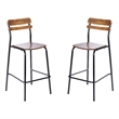 Pemberly Row Set of 2 Solid Wood Bar Stools with Black Frames in Antique Copper