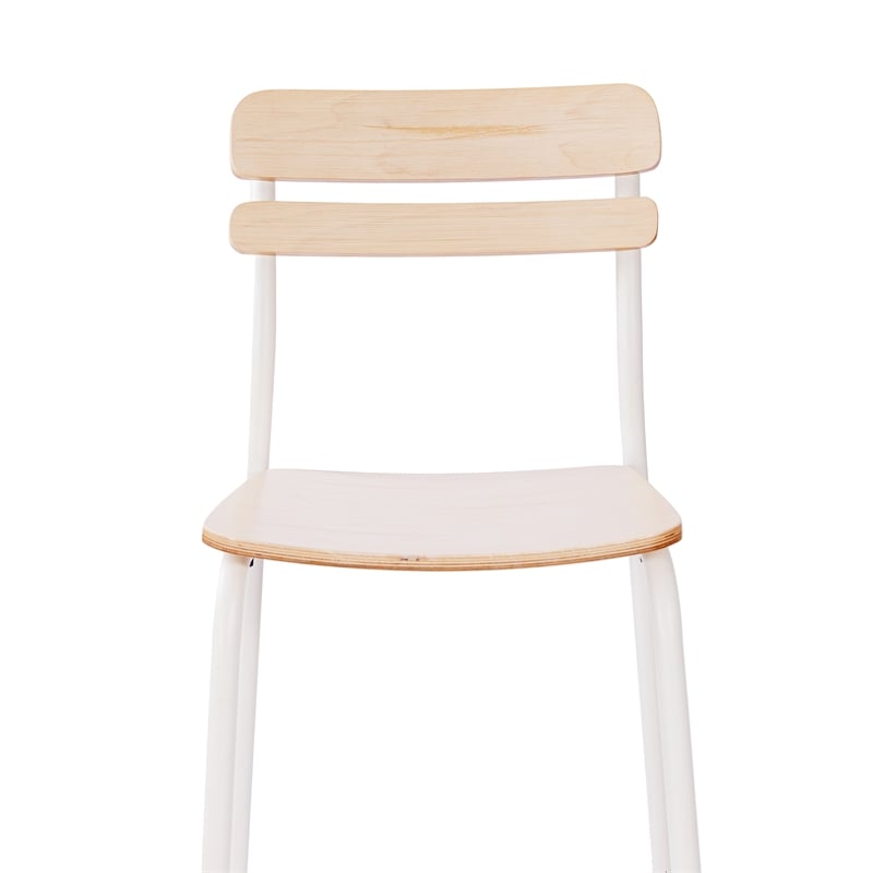 Pemberly Row Set of 2 Solid Wood Bar Stools with White Frames in Antique White