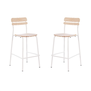Pemberly Row Set of 2 Solid Wood Bar Stools with White Frames in Antique White