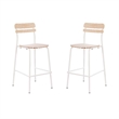 Pemberly Row Set of 2 Solid Wood Bar Stools with White Frames in Antique White