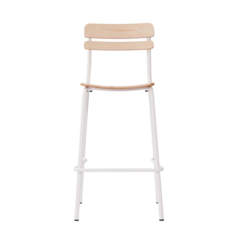 Pemberly Row Set of 2 Solid Wood Bar Stools with White Frames in Antique White