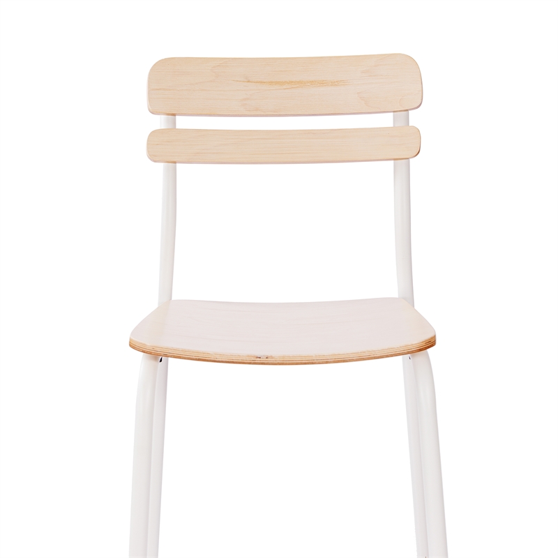 Pemberly Row Set of 2 Solid Wood Bar Stools with White Frames in Antique White