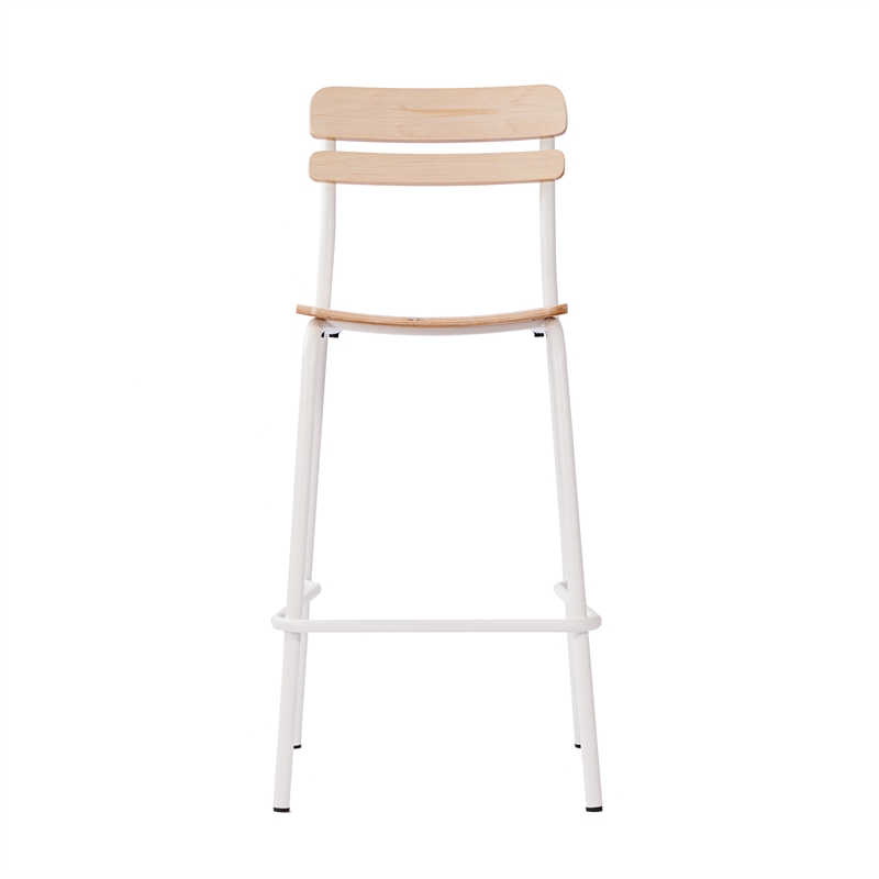 Pemberly Row Set of 2 Solid Wood Bar Stools with White Frames in Antique White