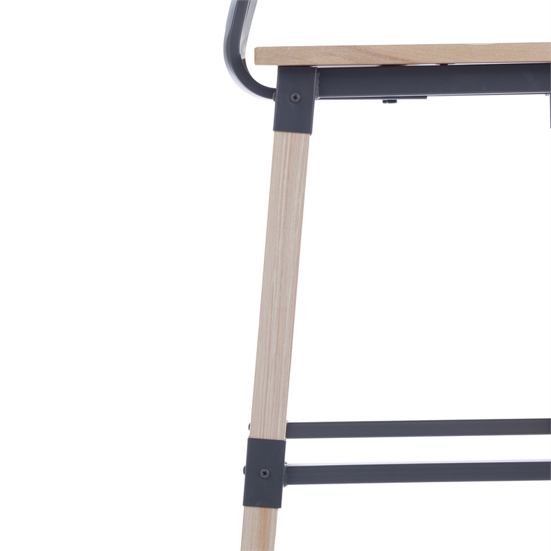 Pemberly Row Set of 2 Rustic Antique White Industrial Wood Dining Barstools