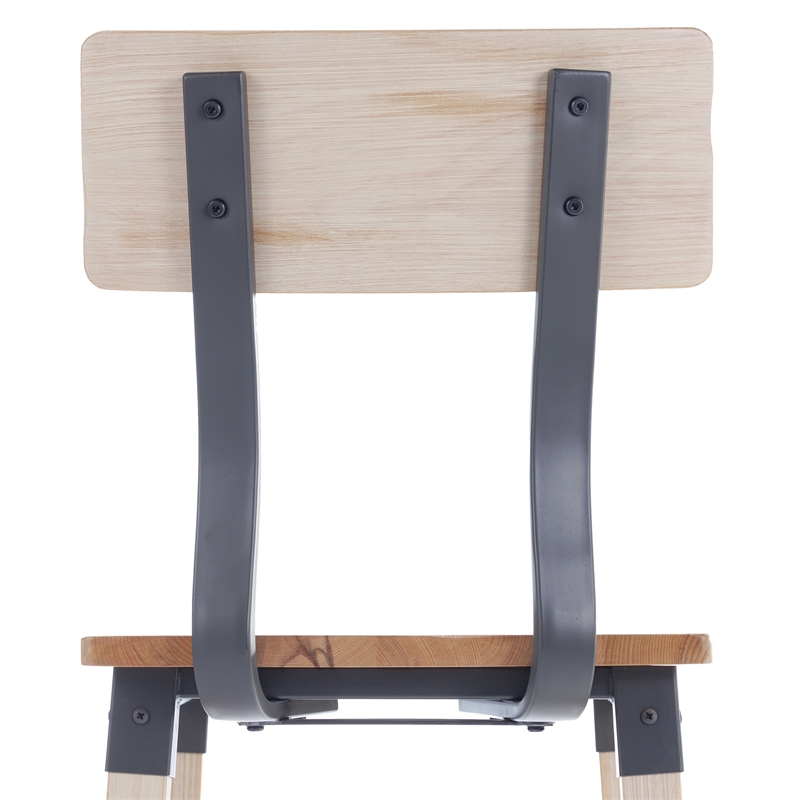 Pemberly Row Set of 2 Rustic Antique White Industrial Wood Dining Barstools