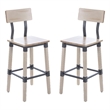 Pemberly Row Set of 2 Rustic Antique White Industrial Wood Dining Barstools