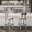 Pemberly Row Set of 2 Rustic Antique White Industrial Wood Dining Barstools
