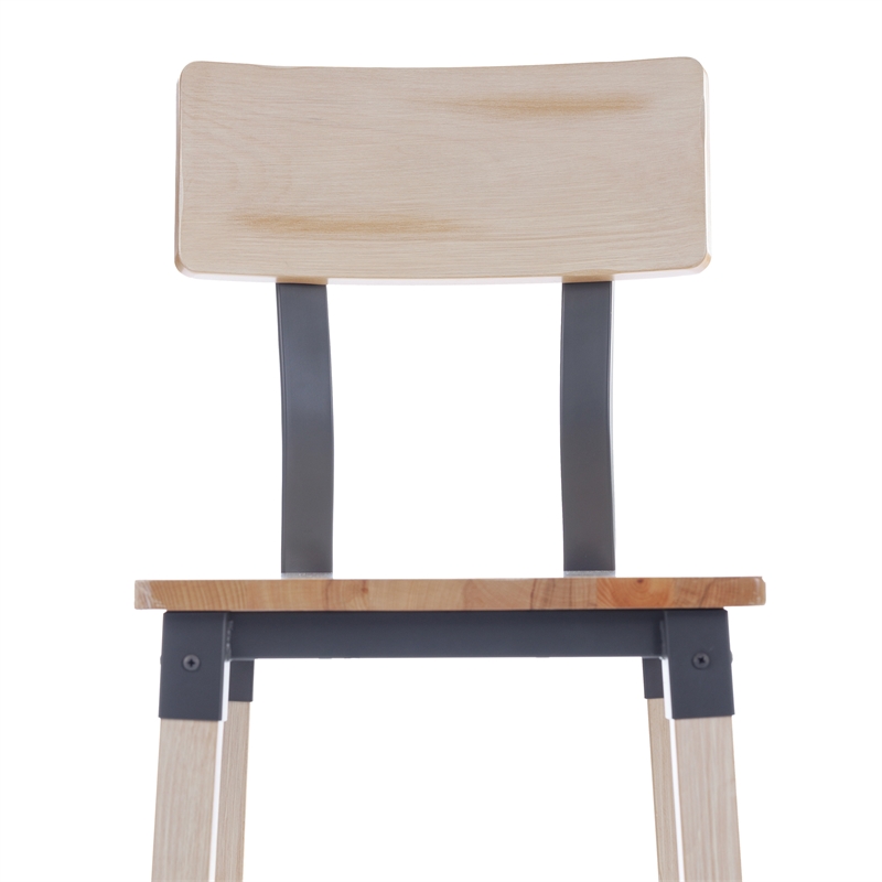 Pemberly Row Set of 2 Rustic Antique White Industrial Wood Dining Barstools