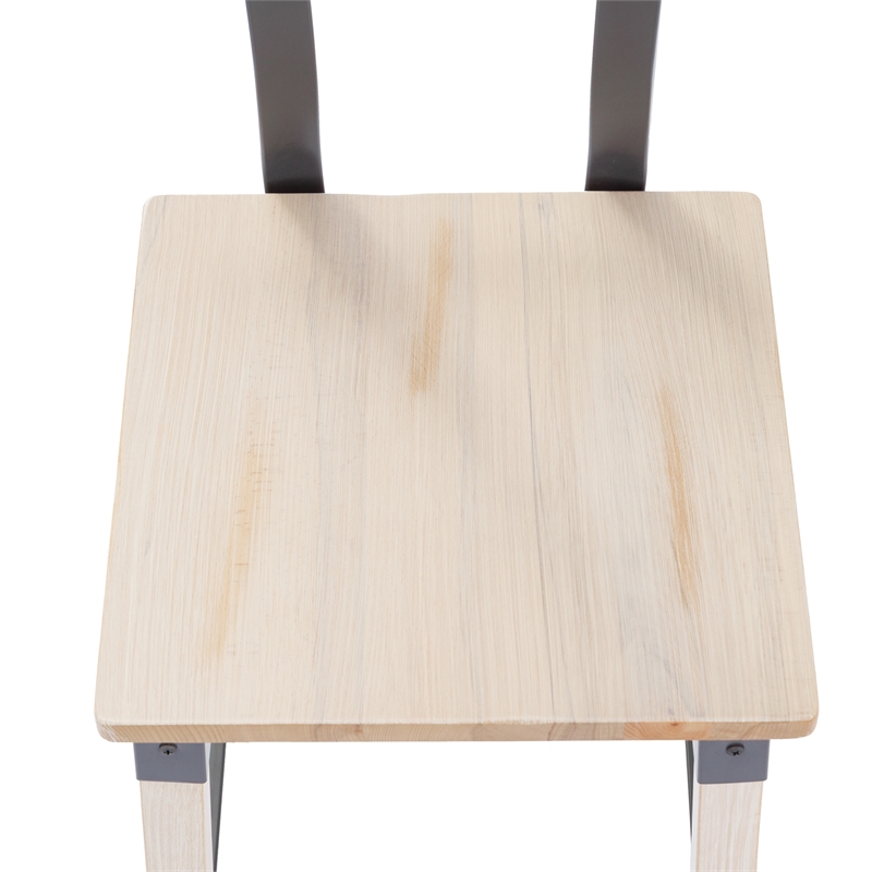 Pemberly Row Set of 2 Rustic Antique White Industrial Wood Dining Barstools
