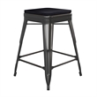 Pemberly Row All-Weather Black Backless Counter Stools with Black Seat Set of 4