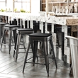 Pemberly Row All-Weather Black Backless Counter Stools with Black Seat Set of 4