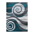 Pemberly Row Modern Swirl Design 8' x 10' Area Rug in Turquoise White and Gray