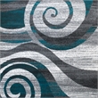 Pemberly Row Modern Swirl Design 8' x 10' Area Rug in Turquoise White and Gray