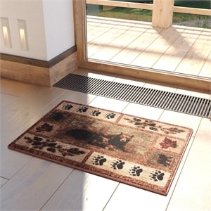 Pemberly Row Mother Bear with 2 Cubs 2' x 3' Indoor Area Rug in Brown