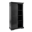 Pemberly Row Farmhouse Storage Cabinet with Shelves & Sliding Barn Door in Black