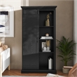 Pemberly Row Farmhouse Storage Cabinet with Shelves & Sliding Barn Door in Black