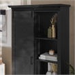 Pemberly Row Farmhouse Storage Cabinet with Shelves & Sliding Barn Door in Black