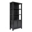 Pemberly Row 3 Tier Storage Cabinet Bookshelf with Glass Doors in Black