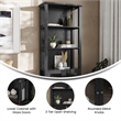Pemberly Row 3 Tier Storage Cabinet Bookshelf with Glass Doors in Black