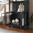 Pemberly Row 3 Tier Storage Cabinet Bookshelf with Glass Doors in Black