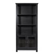 Pemberly Row 3 Tier Storage Cabinet Bookshelf with Glass Doors in Black