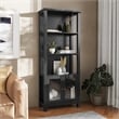 Pemberly Row 3 Tier Storage Cabinet Bookshelf with Glass Doors in Black