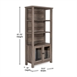 Pemberly Row 3 Tier Storage Cabinet Bookshelf with Glass Doors in Gray Wash