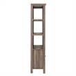 Pemberly Row 3 Tier Storage Cabinet Bookshelf with Glass Doors in Gray Wash