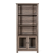Pemberly Row 3 Tier Storage Cabinet Bookshelf with Glass Doors in Gray Wash