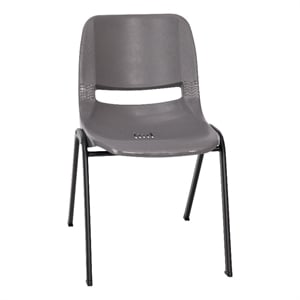 Pemberly Row Gray Ergonomic 16&quot Stack Chair with Black Frame
