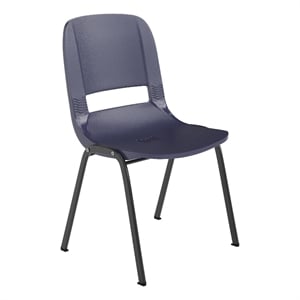 Pemberly Row Navy Ergonomic 16&quot Stack Chair with Black Frame