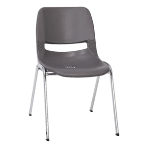 Pemberly Row Gray 18&quot Shell Stack Chair with Chrome Frame and Vented Back