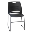 Pemberly Row Plastic Stack Chair with Steel Sled Base in Black