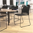 Pemberly Row Plastic Stack Chair with Steel Sled Base in Black