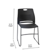 Pemberly Row Plastic Stack Chair with Steel Sled Base in Black
