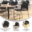 Pemberly Row Plastic Stack Chair with Steel Sled Base in Black