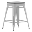 Pemberly Row All-Weather Silver Backless Counter Stools with Gray Seat Set of 4