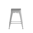 Pemberly Row All-Weather Silver Backless Counter Stools with Gray Seat Set of 4