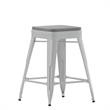 Pemberly Row All-Weather Silver Backless Counter Stools with Gray Seat Set of 4