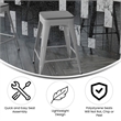 Pemberly Row All-Weather Silver Backless Counter Stools with Gray Seat Set of 4