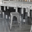 Pemberly Row All-Weather Silver Backless Counter Stools with Gray Seat Set of 4