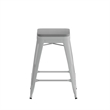 Pemberly Row All-Weather Silver Backless Counter Stools with Gray Seat Set of 4