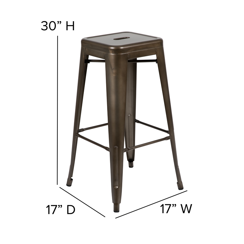 Pemberly Row All-Weather Green Backless Bar Stools with Black Seat Set of 4