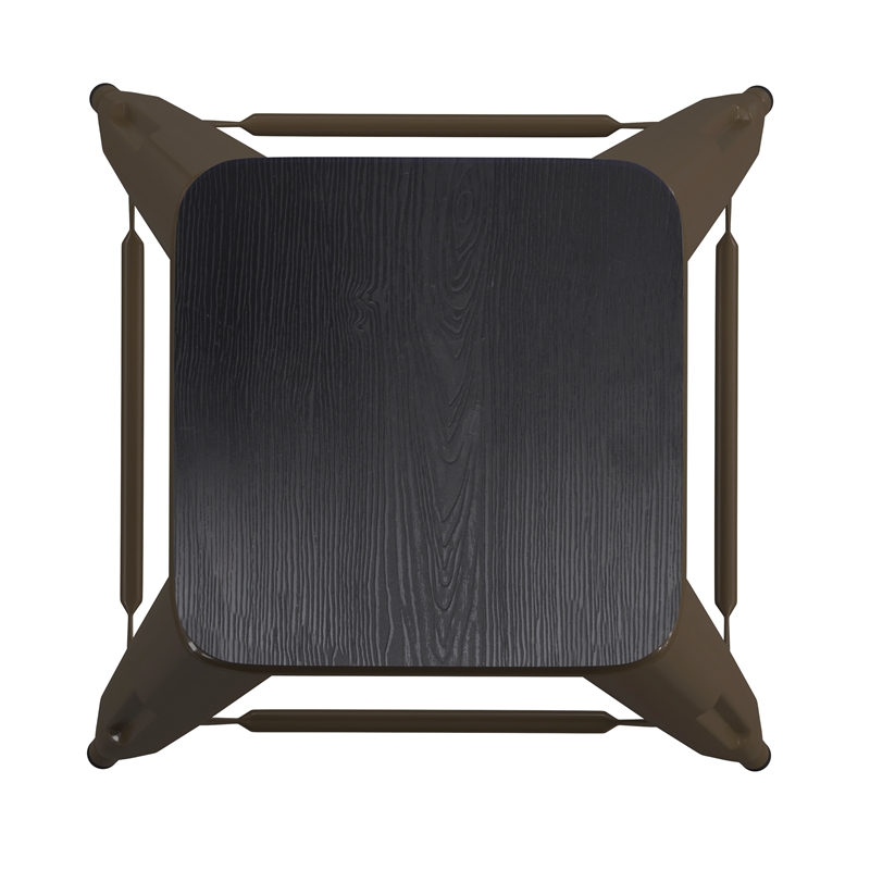 Pemberly Row All-Weather Green Backless Bar Stools with Black Seat Set of 4